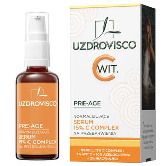 Uzdrovisco Pre-Age, serum normalizujące z witaminą C 15%, 30 ml USZKODZONE OPAKOWANIE - zdjęcie produktu