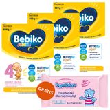 Zestaw Bebiko Junior 4 Nutriflor Expert, odżywcza formuła na bazie mleka, powyżej 2 roku, 3 x 600 g + Bambino, chusteczki nawilżane, od urodzenia, 63 sztuki gratis - miniaturka zdjęcia produktu
