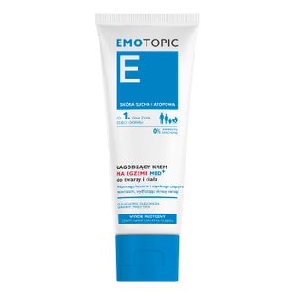 Emotopic E Med+, łagodzący krem na egzemę do twarzy i ciała, dla dorosłych i dzieci od 1 dnia życia, skóra sucha i atopowa, 75 ml - zdjęcie produktu