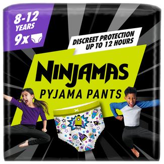 Pampers Ninjamas Pyjama Pants, pieluchomajtki dla chłopców, 8-12 lat, 27-43 kg, 9 sztuk - zdjęcie produktu