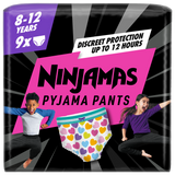 Pampers Ninjamas Pyjama Pants 8-12 lat (27-43 kg), pieluchomajtki dla dziewczynek, 9 sztuk - miniaturka zdjęcia produktu
