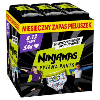 Pampers Ninjamas Pyjama Pants, pieluchomajtki dla chłopców, 8-12 lat, 27-43 kg, 54 sztuki USZKODZONE OPAKOWANIE - zdjęcie produktu