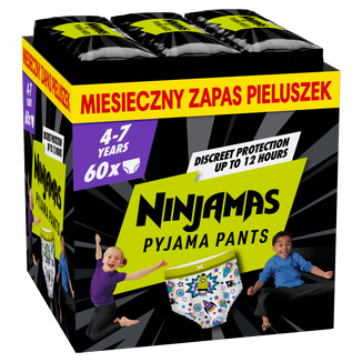 Pampers Ninjamas Pyjama Pants 4-7 lat (17-30 kg), pieluchomajtki dla chłopców, 60 sztuk - zdjęcie produktu