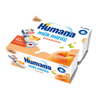 Humana Milk Minis Deserek jogurtowy o smaku brzoskwiniowym, po 6 miesiącu, 4 x 100 g KRÓTKA DATA - zdjęcie produktu