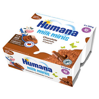 Humana Milk Minis Deserek mleczny, budyń czekoladowy, po 10 miesiącu, 4 x 100 g USZKODZONE OPAKOWANIE - zdjęcie produktu