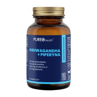 Pureo Health Ashwagandha + piperyna, 90 kapsułek vege - zdjęcie produktu