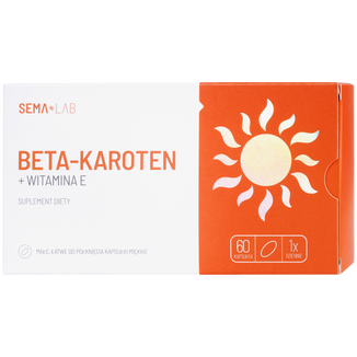 SEMA Lab Beta-karoten + Witamina E, 60 kapsułek miękkich USZKODZONE OPAKOWANIE SEMA Lab Beta-karoten + Witamina E, 60 kapsułek miękkich USZKODZONE OPAKOWANIE - zdjęcie produktu