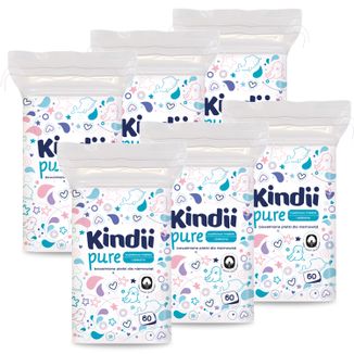 Zestaw Kindii Pure, bawełniane płatki dla niemowląt, 6 x 60 sztuk - zdjęcie produktu