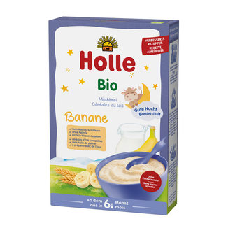 Holle Kaszka mleczno-bananowa Bio, pełnoziarnista, po 6 miesiącu, 250 g - zdjęcie produktu