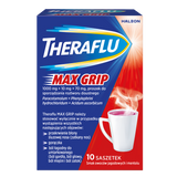 Theraflu Max Grip 1000 mg + 70 mg + 10 mg, proszek do sporządzania roztworu doustnego, smak owoców jagodowych i mentolu, 10 saszetek - miniaturka zdjęcia produktu