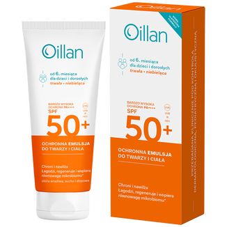 Oillan Sun, ochronna emulsja do twarzy i ciała, SPF 50, 100 ml USZKODZONE OPAKOWANIE - zdjęcie produktu