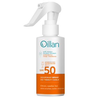 Oillan Sun, ochronny spray do twarzy i ciała, SPF 50, 125 ml - zdjęcie produktu