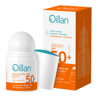 Oillan Sun, ochronny roll-on do twarzy i ciała, SPF 50, 50 ml USZKODZONE OPAKOWANIE - zdjęcie produktu