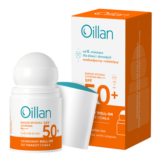 Oillan Sun, ochronny roll-on do twarzy i ciała, SPF 50, 50 ml - zdjęcie produktu