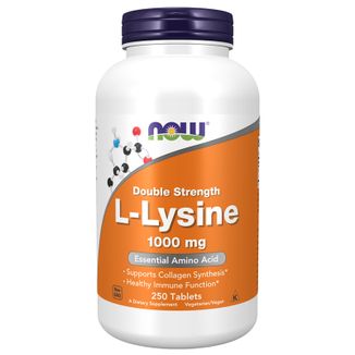 Now Foods L-Lysine, L-lizyna 1000 mg, 250 tabletek wegetariańskich - zdjęcie produktu