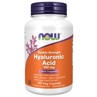 Now Foods Hyaluronic Acid, kwas hialuronowy 100 mg, 120 kapsułek wegetariańskich - zdjęcie produktu