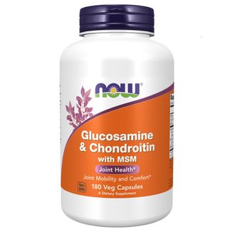 Now Foods Glucosamine & Chondroitin with MSM, glukozamina z chondroityną i MSM, 180 kapsułek - zdjęcie produktu