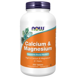 Now Foods Calcium & Magnesium, wapń 500 mg i magnez 250 mg, 250 tabletek wegetariańskich - zdjęcie produktu