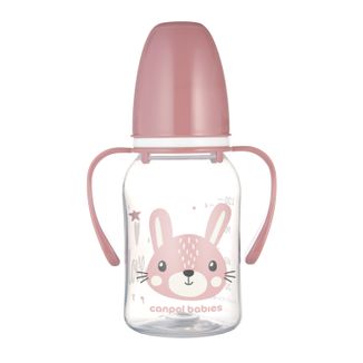 Canpol Babies, butelka wąska z uchwytem, Cute Animals, 11/823, różowa, od 3 miesiąca, 120 ml - zdjęcie produktu
