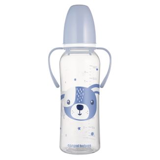 Canpol Babies, butelka wąska z uchwytem, Cute Animals, 11/845, niebieska, od 12 miesiąca, 250 ml - zdjęcie produktu