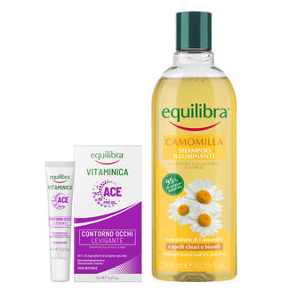 Zestaw Equilibra Vitaminica, wygładzający krem pod oczy, 15 ml + Camomila, rozświetlający szampon rumiankowy, 300 ml - zdjęcie produktu