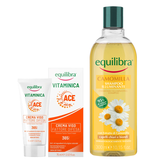 Zestaw Equilibra Vitaminica, ochronny krem do twarzy, 75 ml + Camomila, rozświetlający szampon rumiankowy, 300 ml - zdjęcie produktu