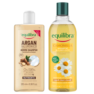 Zestaw Equilibra Argan, szampon ochronny, arganowy, 250 ml + Camomila, rozświetlający szampon rumiankowy, 300 ml - zdjęcie produktu