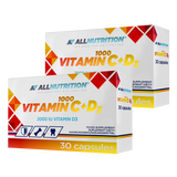 Zestaw Allnutrition Vitamin C 1000 + D3, witamina C 1000 mg + witamina D 50 µg, 2 x 30 kapsułek​ - miniaturka zdjęcia produktu