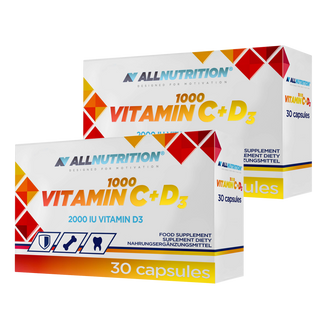 Zestaw Allnutrition Vitamin C 1000 + D3, witamina C 1000 mg + witamina D 50 µg, 2 x 30 kapsułek​ - zdjęcie produktu