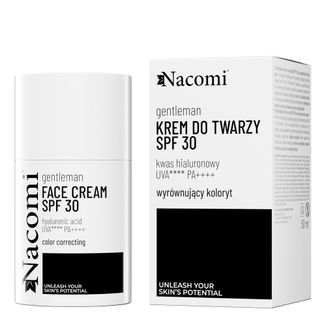 Nacomi Gentelman, krem do twarzy wyrównujący koloryt skóry z kwasem hialuronowym, SPF 30, 50 ml USZKODZONE OPAKOWANIE - zdjęcie produktu