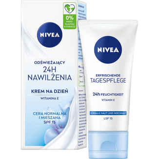 Nivea 24h Nawilżenia, odświeżający krem na dzień, skóra normalna i mieszana, 50 ml - zdjęcie produktu