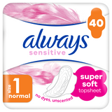 Always Sensitive, podpaski ze skrzydełkami, rozmiar 1, Normal, 40 sztuk - miniaturka zdjęcia produktu