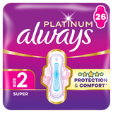 Always Platinum, podpaski ze skrzydełkami, rozmiar 2, Super, 26 sztuk - miniaturka zdjęcia produktu