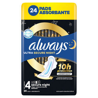 Always Ultra, podpaski ze skrzydełkami, rozmiar 4, Secure Night, 24 sztuki - zdjęcie produktu