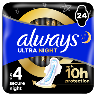 Always Ultra, podpaski ze skrzydełkami, rozmiar 4, Secure Night, 24 sztuki - zdjęcie produktu