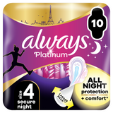 Always Platinum, podpaski ze skrzydełkami, rozmiar 4, Secure Night, 10 sztuk - miniaturka zdjęcia produktu