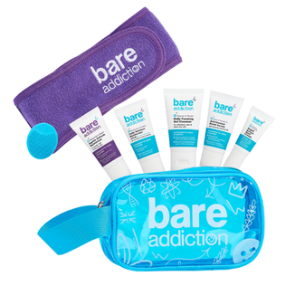 Zestaw Bare Addiction My First Skincare Routine Set, zestaw mini produktów i akcesoriów w kosmetyczce - zdjęcie produktu