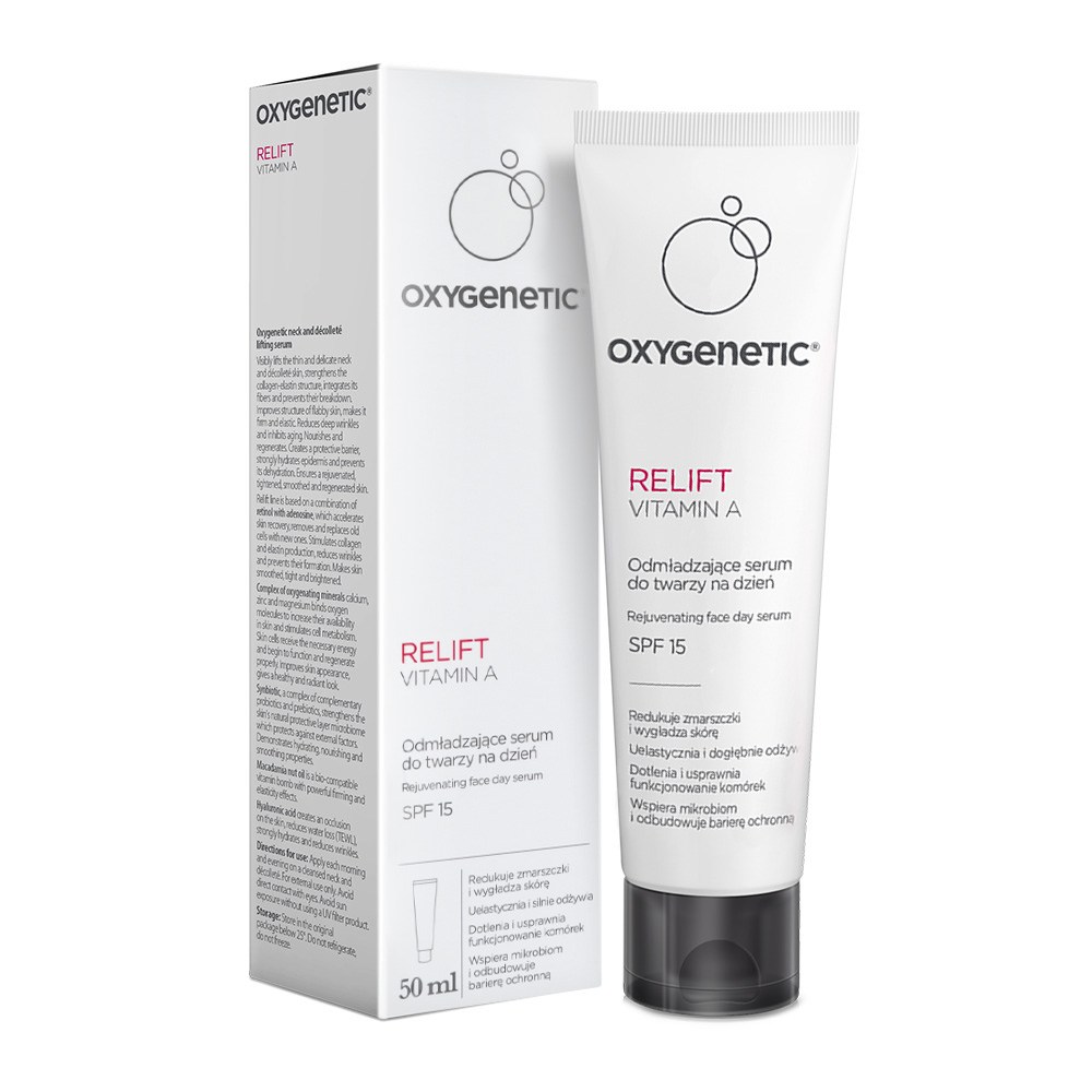 Nieznana Oxygenetic Relift Vitamin A, verjüngend Gesichtsserum für den Tag, SPF 15, 50 ml — Inhaltsstoffe und Bewertung