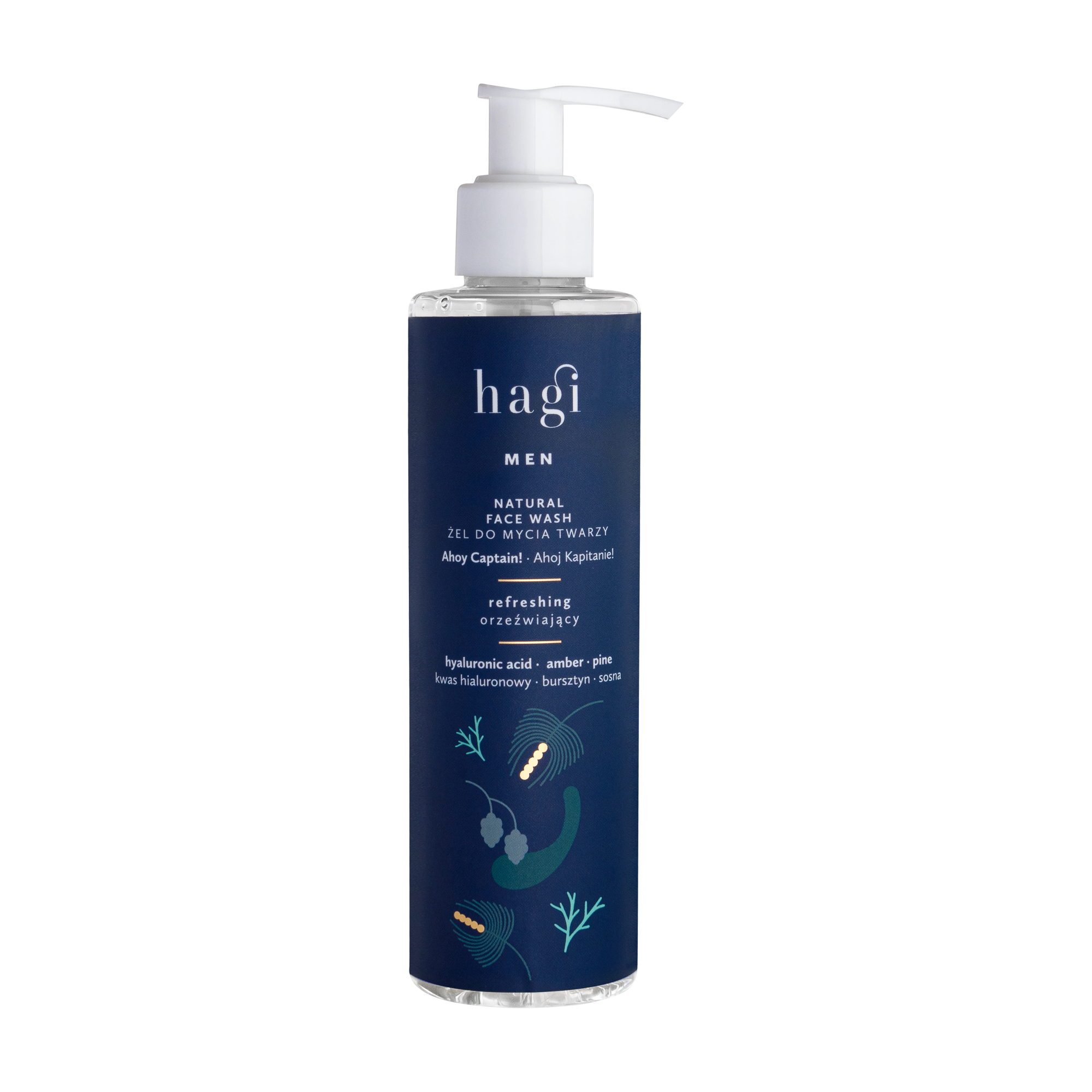 Nieznana Hagi Men Ahoj Kapitanie, naturalny żel do mycia twarzy, orzeźwiający, 200 ml