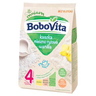 BoboVita Kaszka mleczno-ryżowa, wanilia, bezglutenowa, bez dodatku cukru, po 4 miesiącu, 230 g - zdjęcie produktu