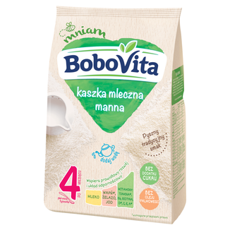 BoboVita Kaszka manna, mleczna, bez dodatku cukru, po 4 miesiącu, 230 g - zdjęcie produktu
