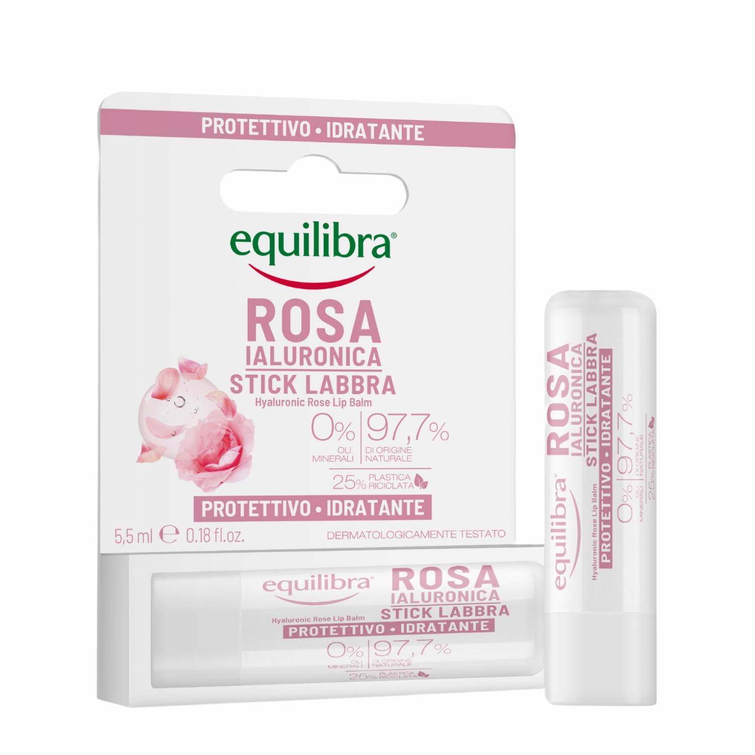 Nieznana Equilibra Rosa, różany balsam do ust z kwasem hialuronowym, 5,5 ml