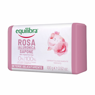 Equilibra Rosa, mydło różane z kwasem hialuronowym, 100 g - zdjęcie produktu