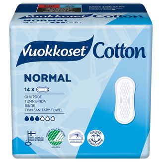 Vuokkoset Cotton, podpaski bez skrzydełek, Normal, 14 sztuk - zdjęcie produktu