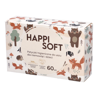 Happi Soft, patyczki higieniczne dla niemowląt i dzieci, 60 sztuk - zdjęcie produktu