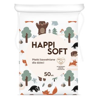 Happi Soft, płatki bawełniane dla dzieci, kwadratowe, 50 sztuk - zdjęcie produktu