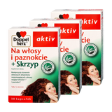 Zestaw Doppelherz aktiv Na Włosy i Paznokcie + Skrzyp, 3 x 30 tabletek - miniaturka zdjęcia produktu