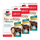 Zestaw Doppelherz aktiv Na Włosy + Biotyna, 3 x 30 kapsułek - miniaturka zdjęcia produktu