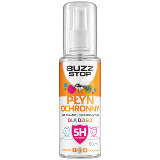 BuzzStop, płyn ochronny na komary, kleszcze i meszki, dla dzieci, od 1 roku, 80 ml - zdjęcie produktu