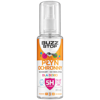 BuzzStop, płyn ochronny na komary, kleszcze i meszki, dla dzieci, od 1 roku, 80 ml - zdjęcie produktu